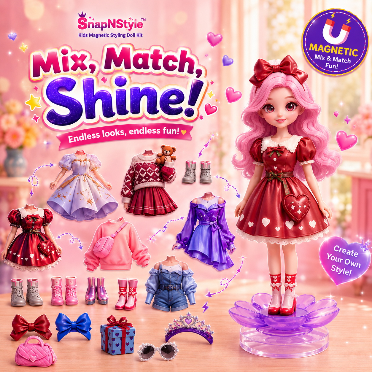 SnapNStyle™ - Kids Magnetic Styling Doll Kit