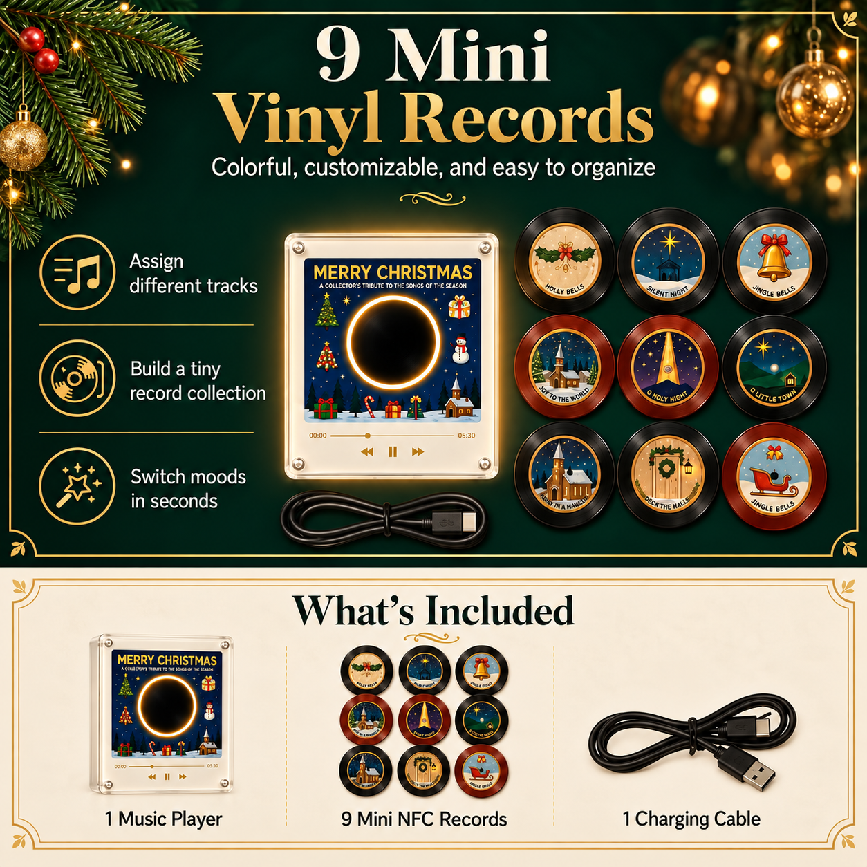 MerrySpin™️ - Christmas Magnetic Vinyl Player Set