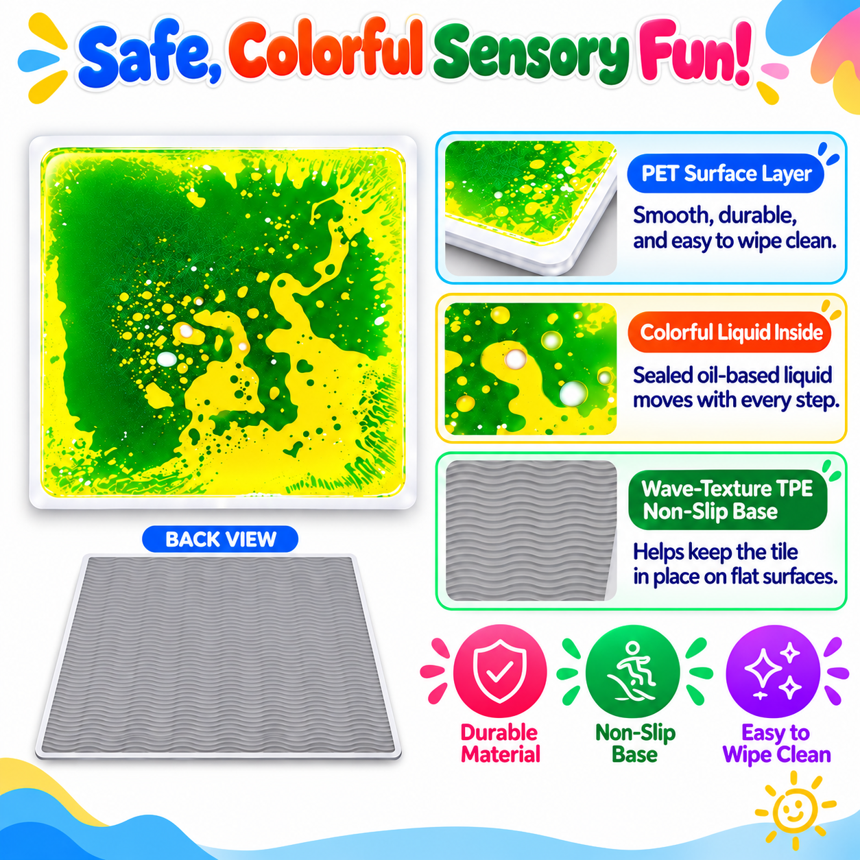SquishySteps™ - Kids Liquid Sensory Activity Tiles