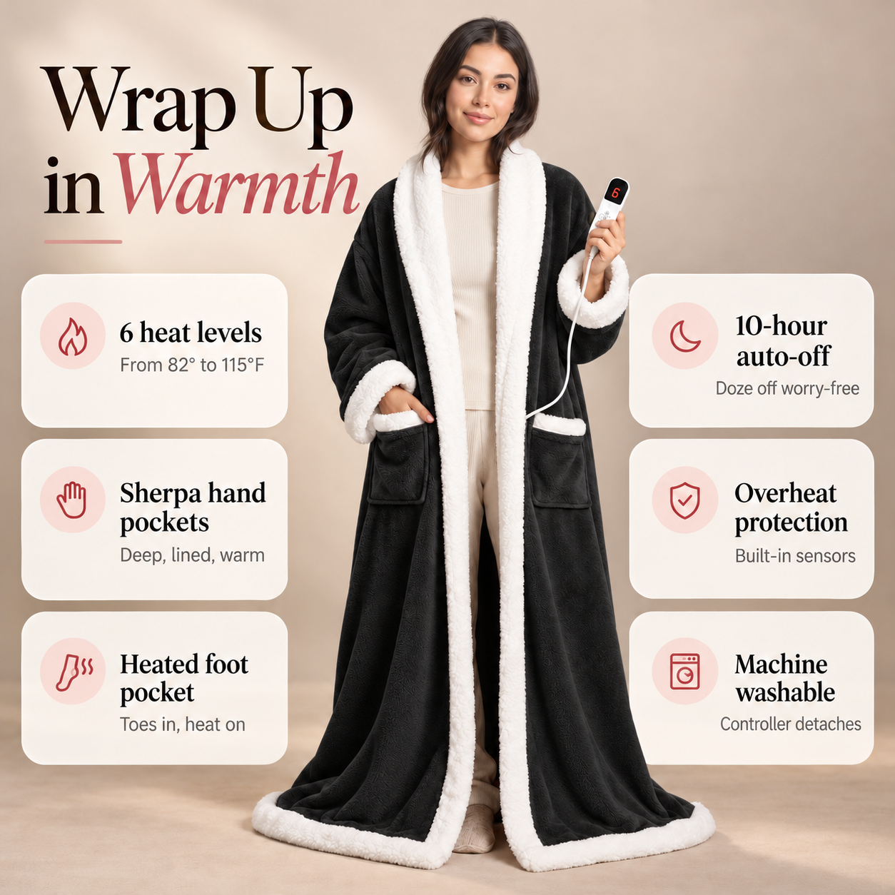 CozyHug™ - Wearable Heated Blanket with Foot Pockets