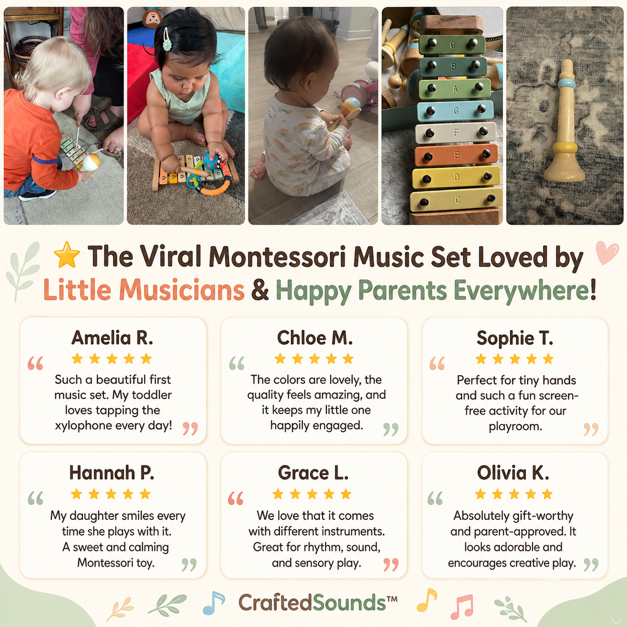 CraftedSounds™ - Baby Montessori Musical Instruments