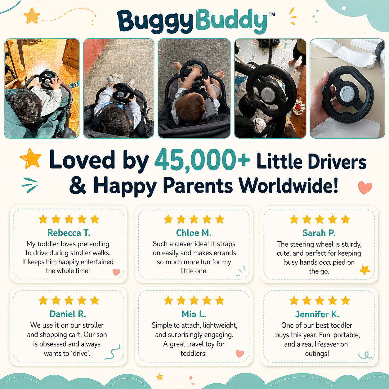 BuggyBuddy™ - Baby stroller steering wheel