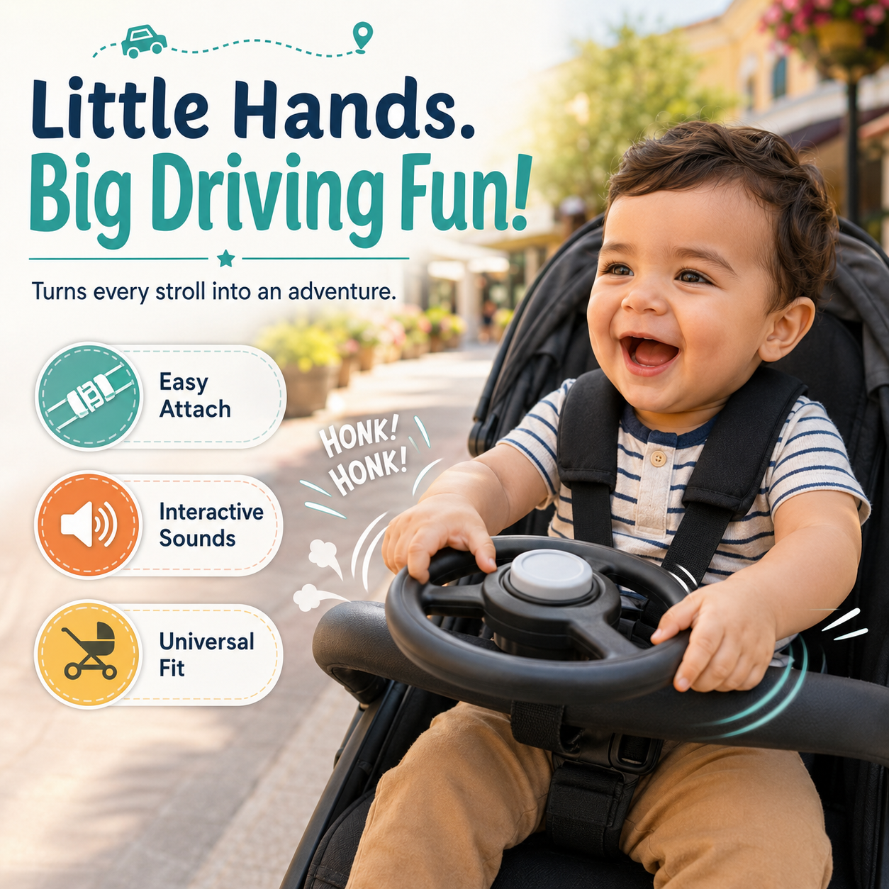 BuggyBuddy™ - Baby stroller steering wheel
