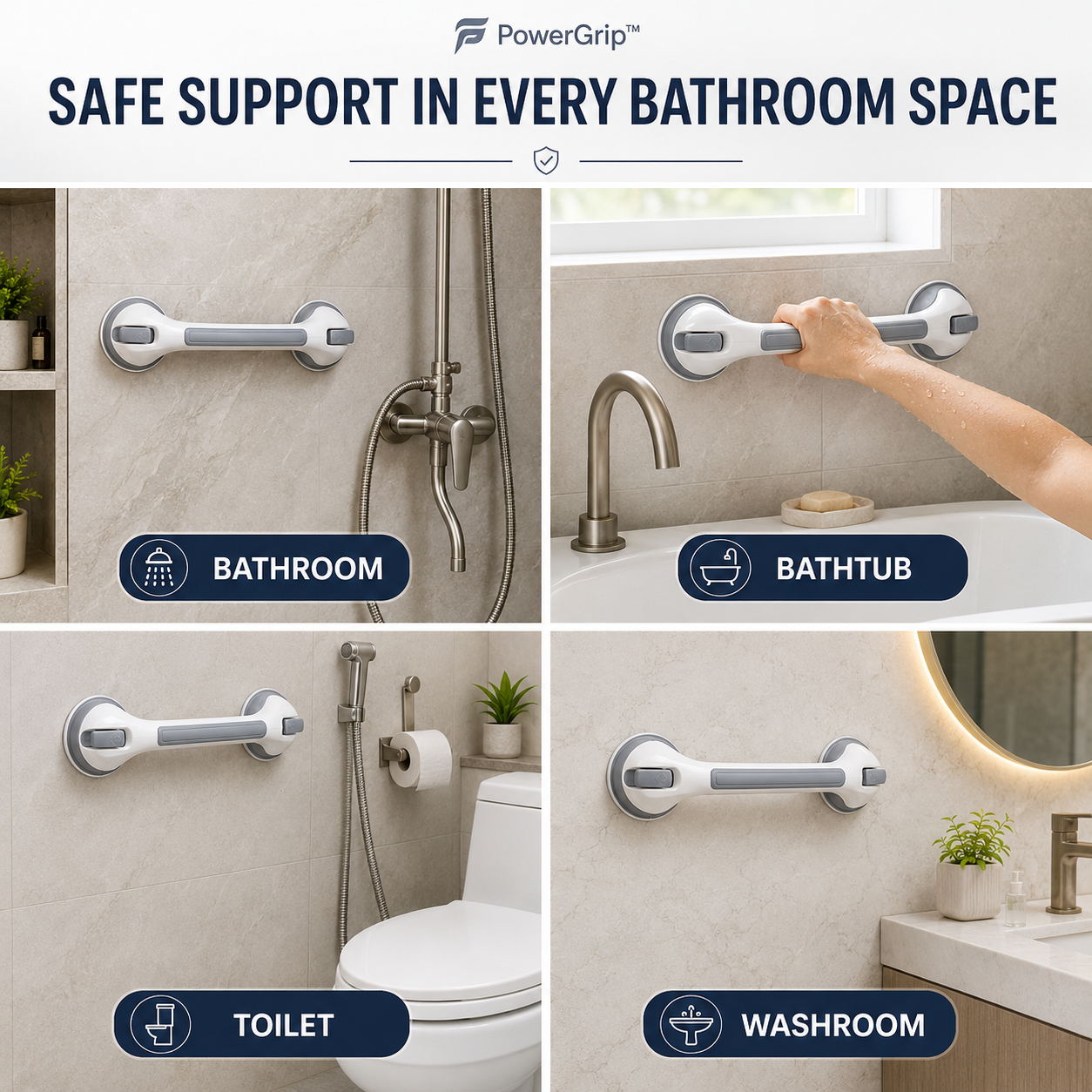 PowerGrip™️ - Shower Grab Bar