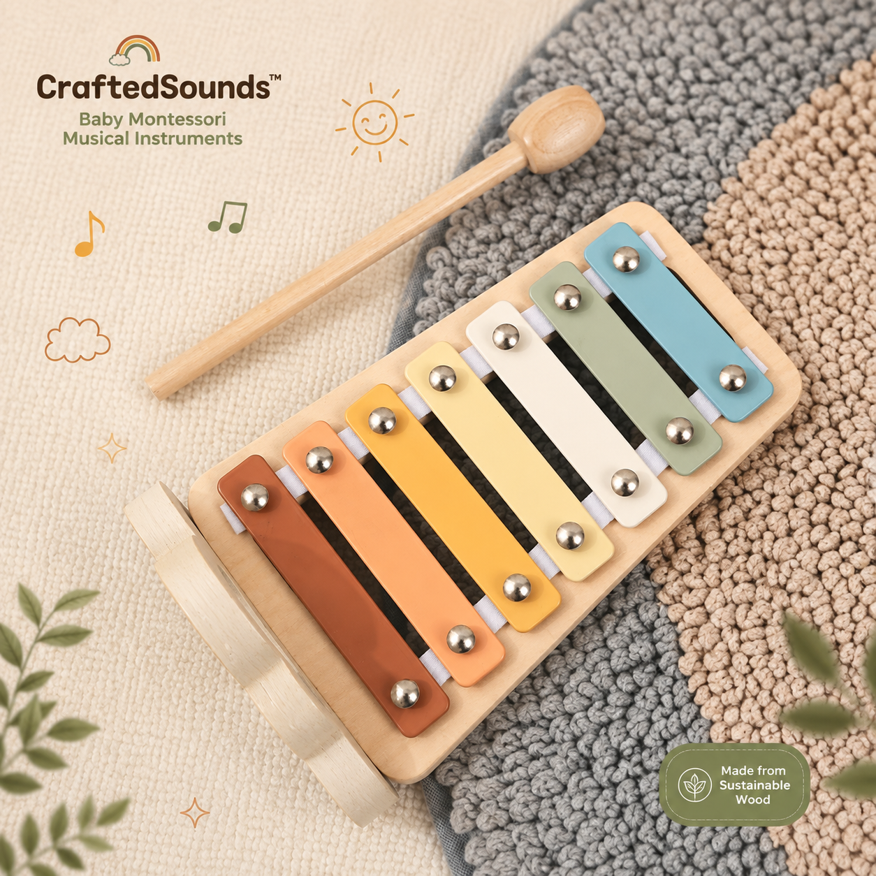CraftedSounds™ - Baby Montessori Musical Instruments