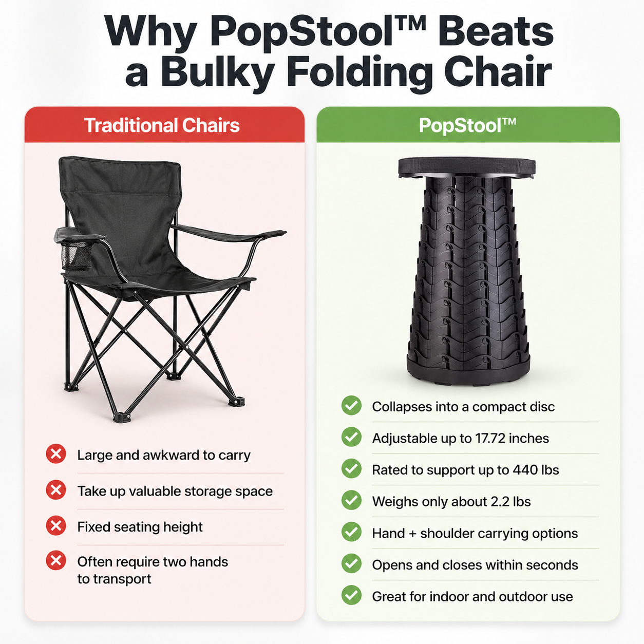 PopStool™ - Collapsible portable stool