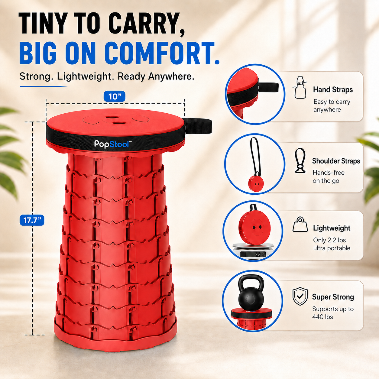 PopStool™ - Collapsible portable stool
