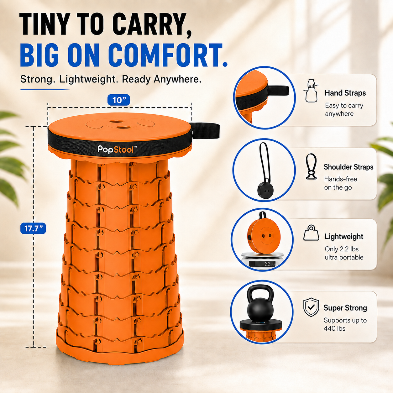 PopStool™ - Collapsible portable stool