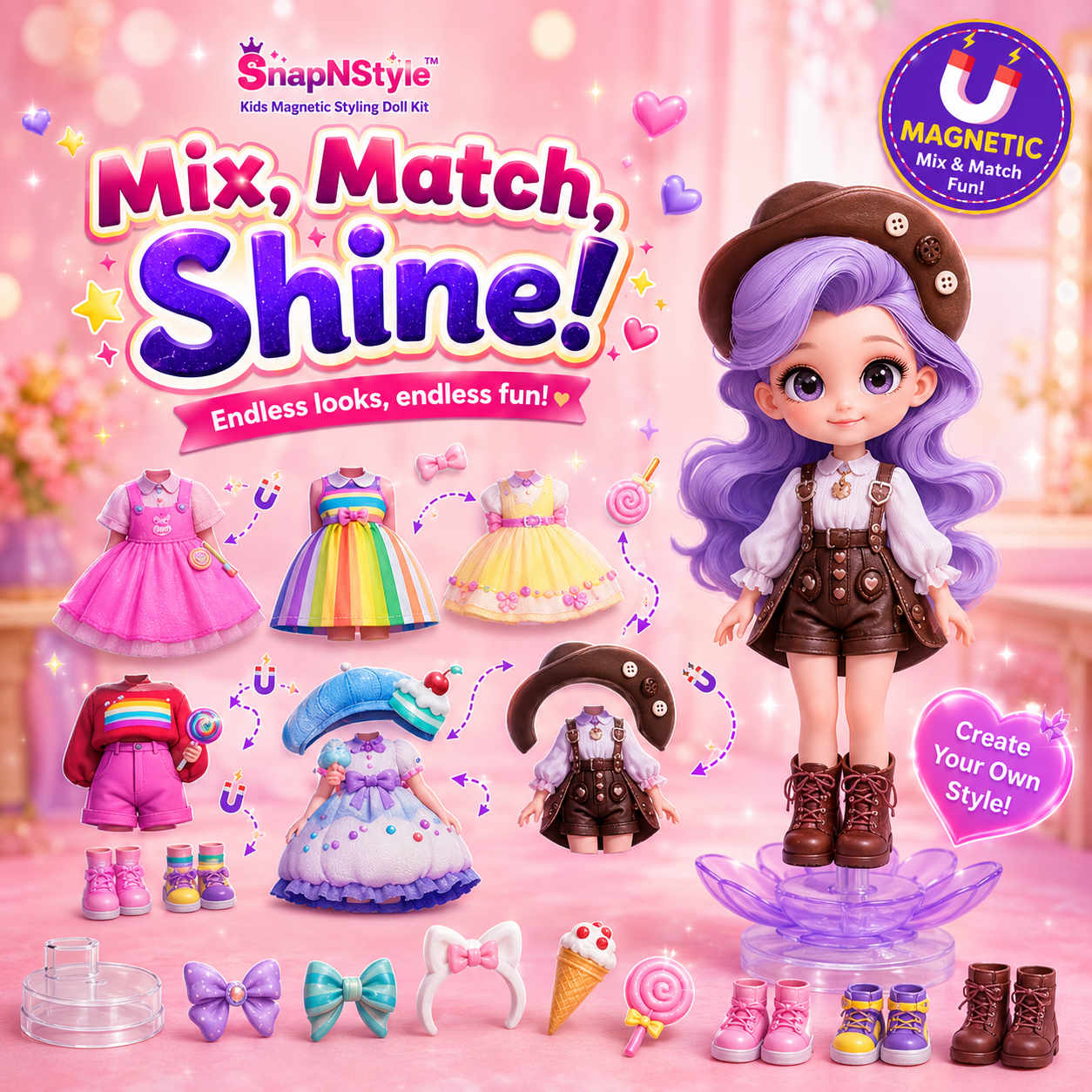 SnapNStyle™ - Kids Magnetic Styling Doll Kit
