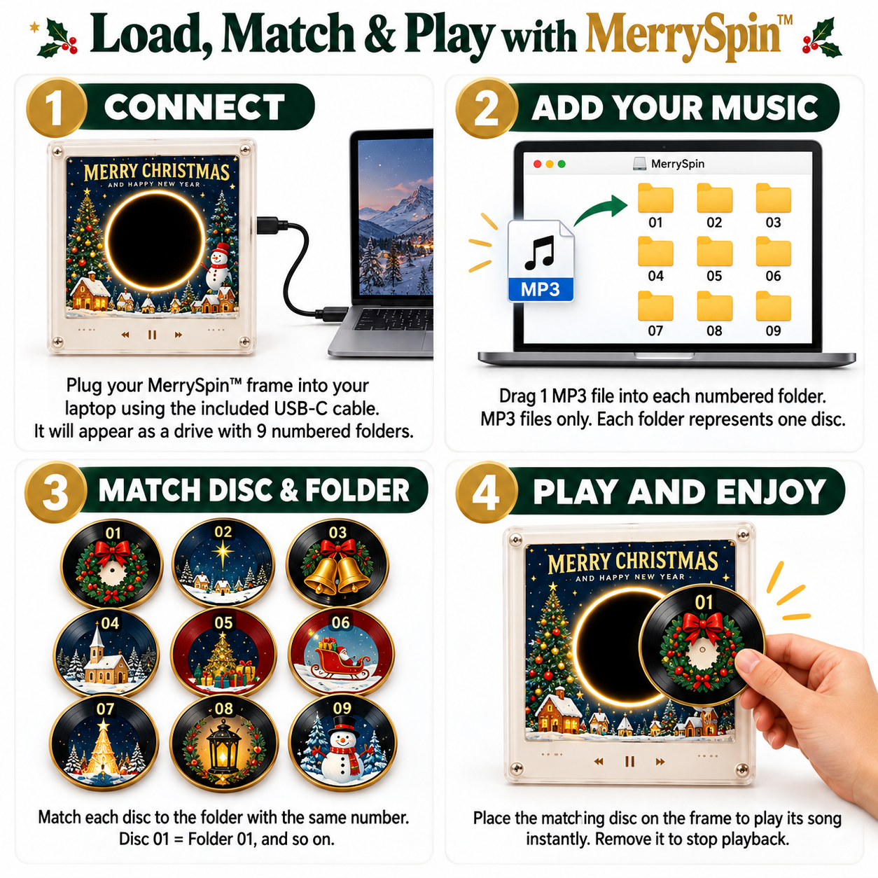 MerrySpin™️ - Christmas Magnetic Vinyl Player Set