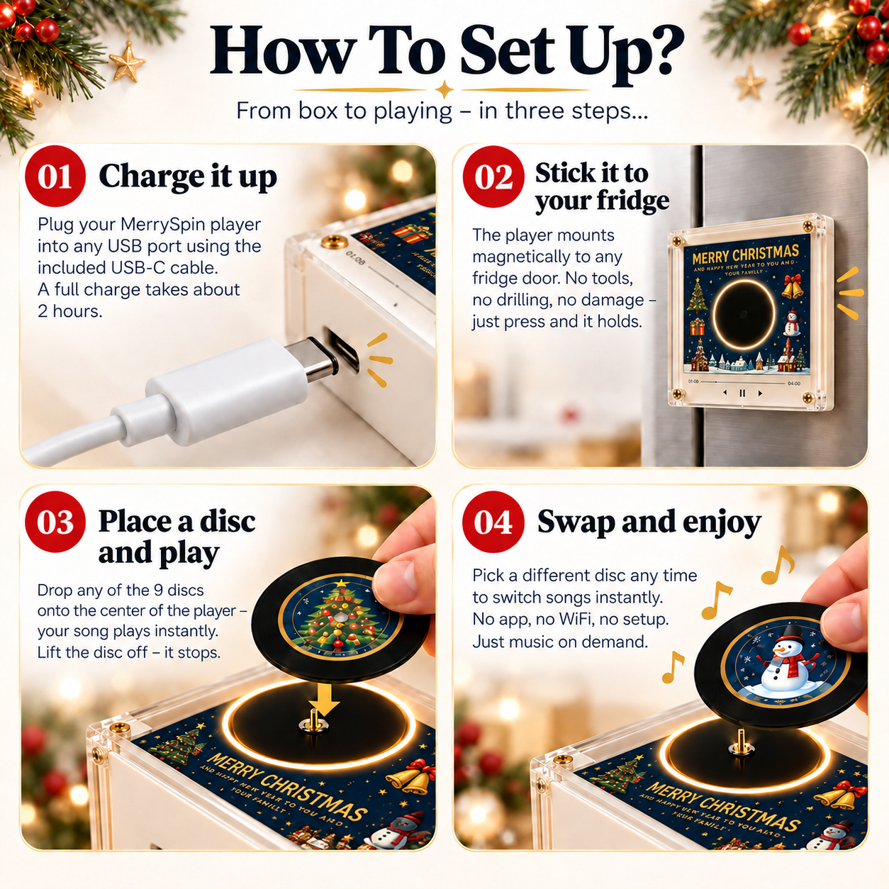 MerrySpin™️ - Christmas Magnetic Vinyl Player Set