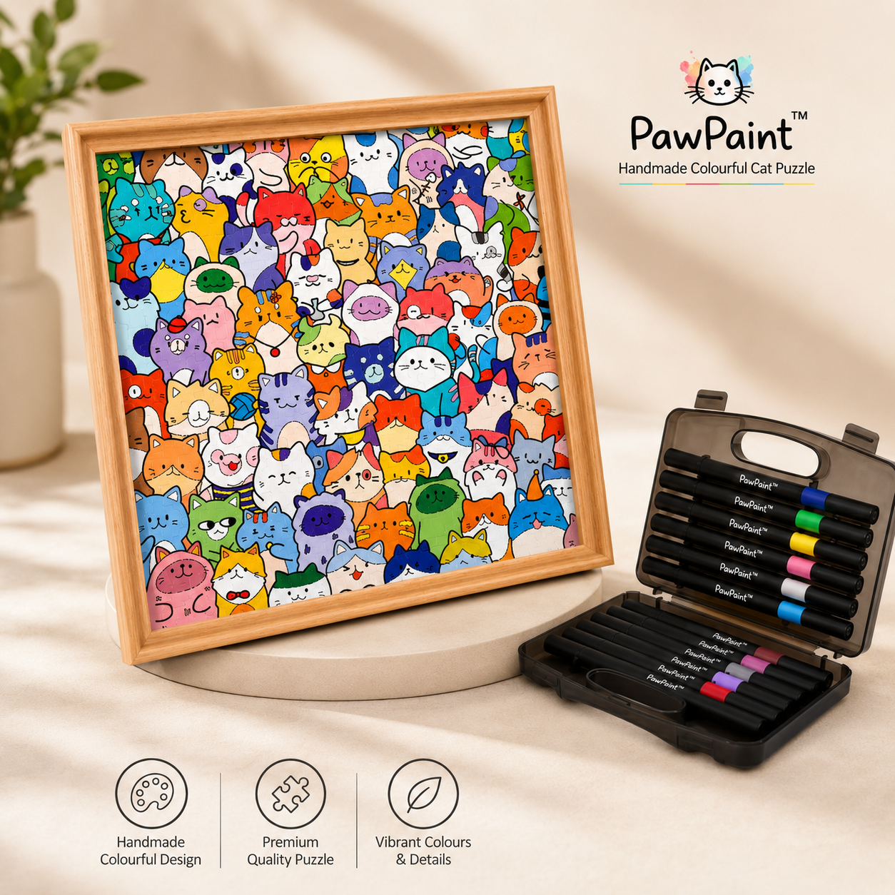 PawPaint™ - Handmade Colourful Cat Puzzle