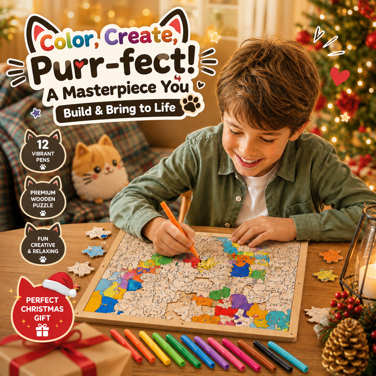 PawPaint™ - Handmade Colourful Cat Puzzle