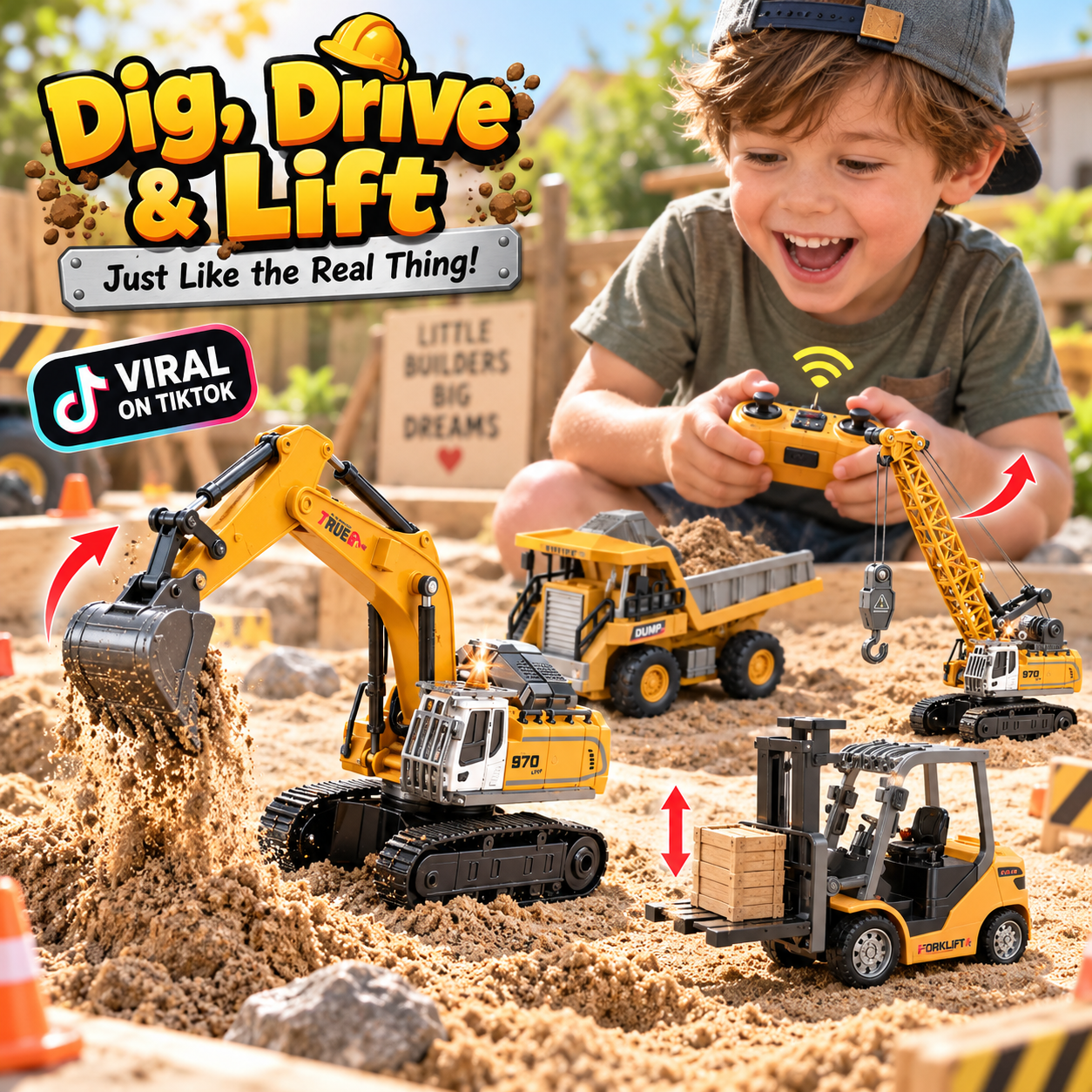 DiggaBot™ - Realistic Mini Remote Construction Vehicles