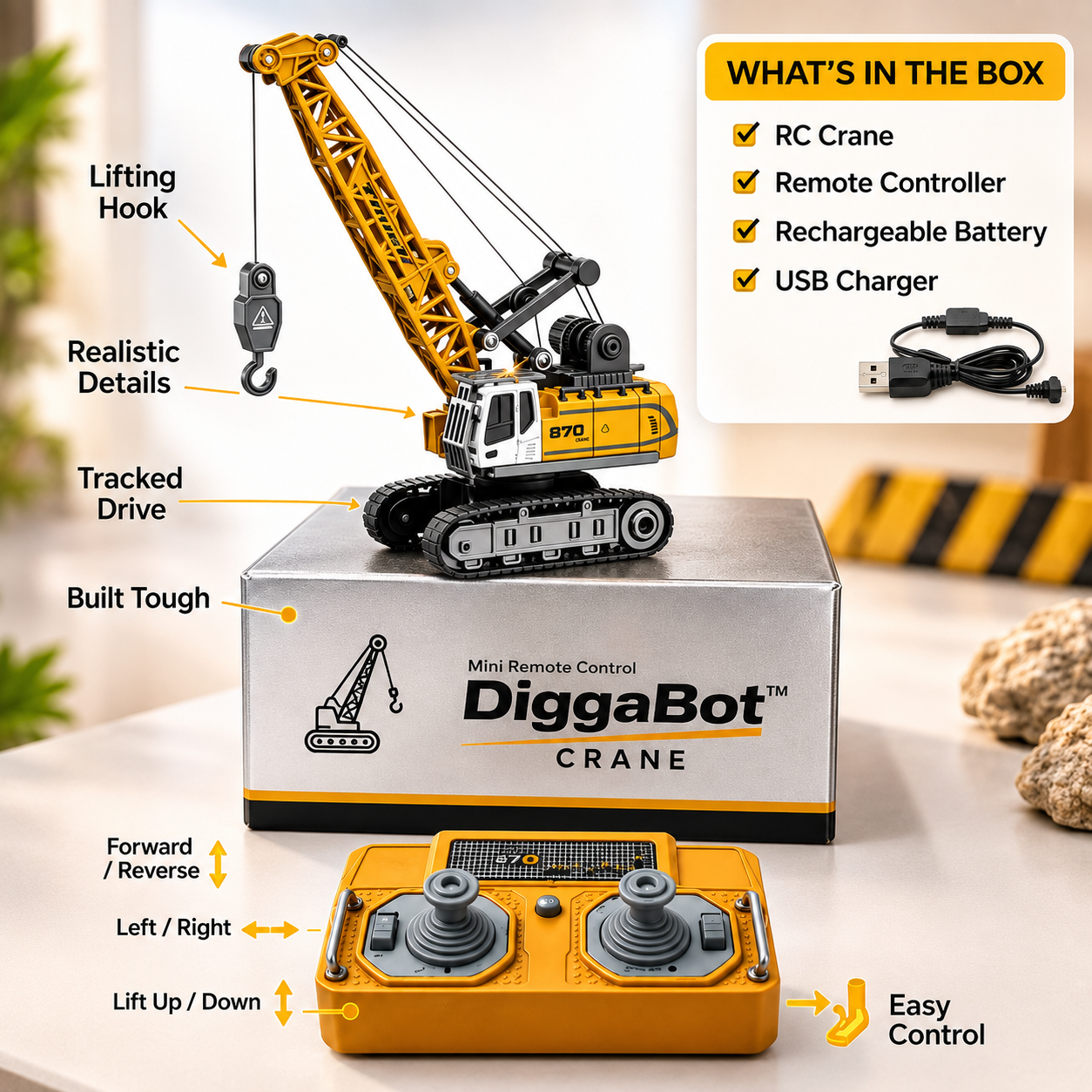 DiggaBot™ - Realistic Mini Remote Construction Vehicles