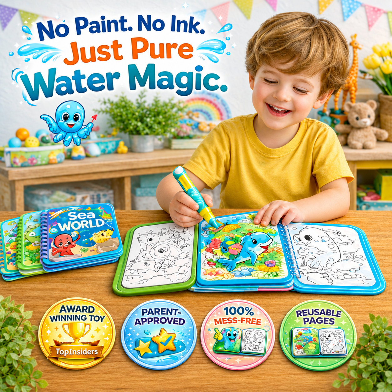 WaterWonder™ - Mess-Free Coloring Book + Magic Marker