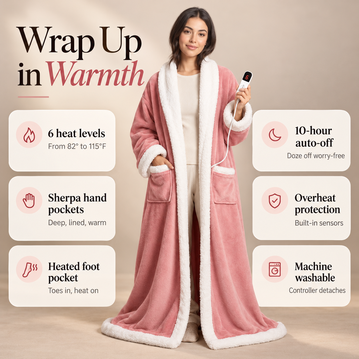 CozyHug™ - Wearable Heated Blanket with Foot Pockets