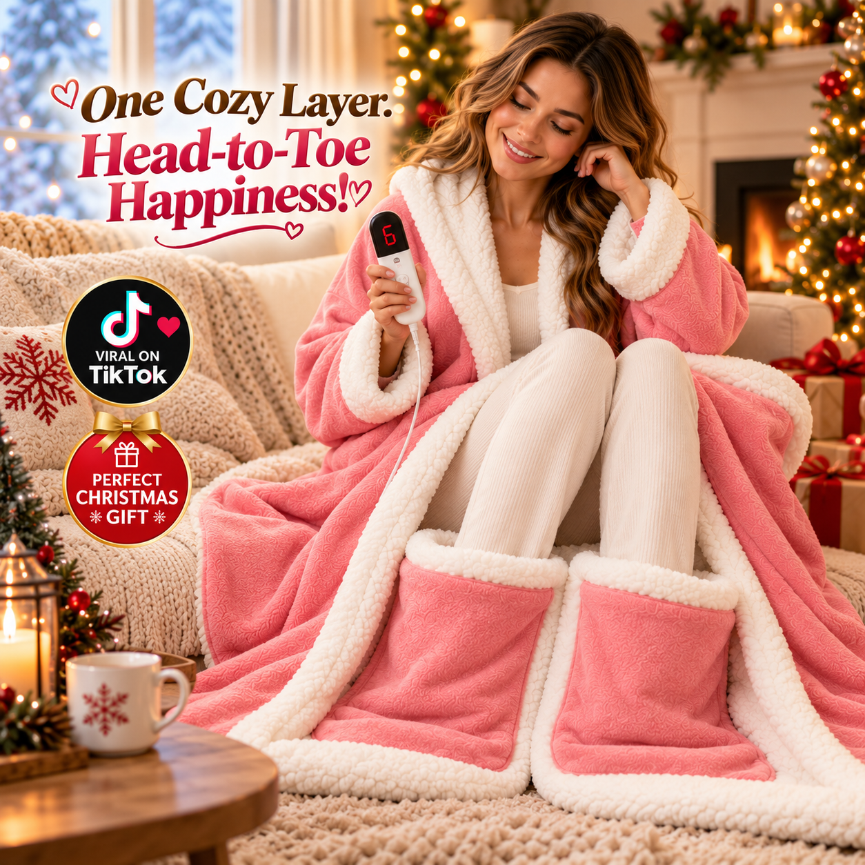 CozyHug™ - Wearable Heated Blanket with Foot Pockets