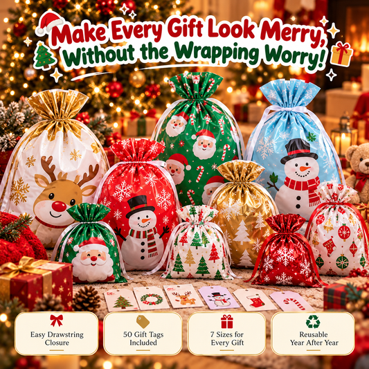 MerryWraps™ Christmas Gift Bags & Tags Set