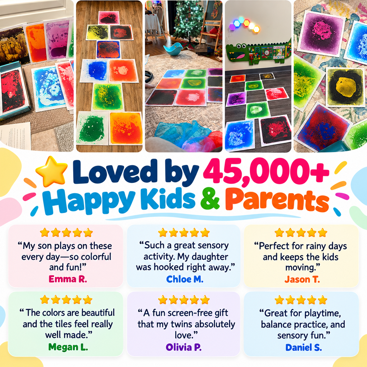 SquishySteps™ - Kids Liquid Sensory Activity Tiles