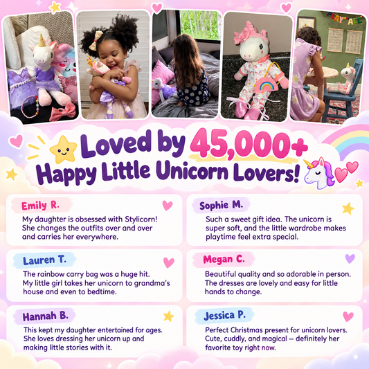 Stylicorn™ — The Dress-Up Unicorn With Her Own Wardrobe & Carry Bag