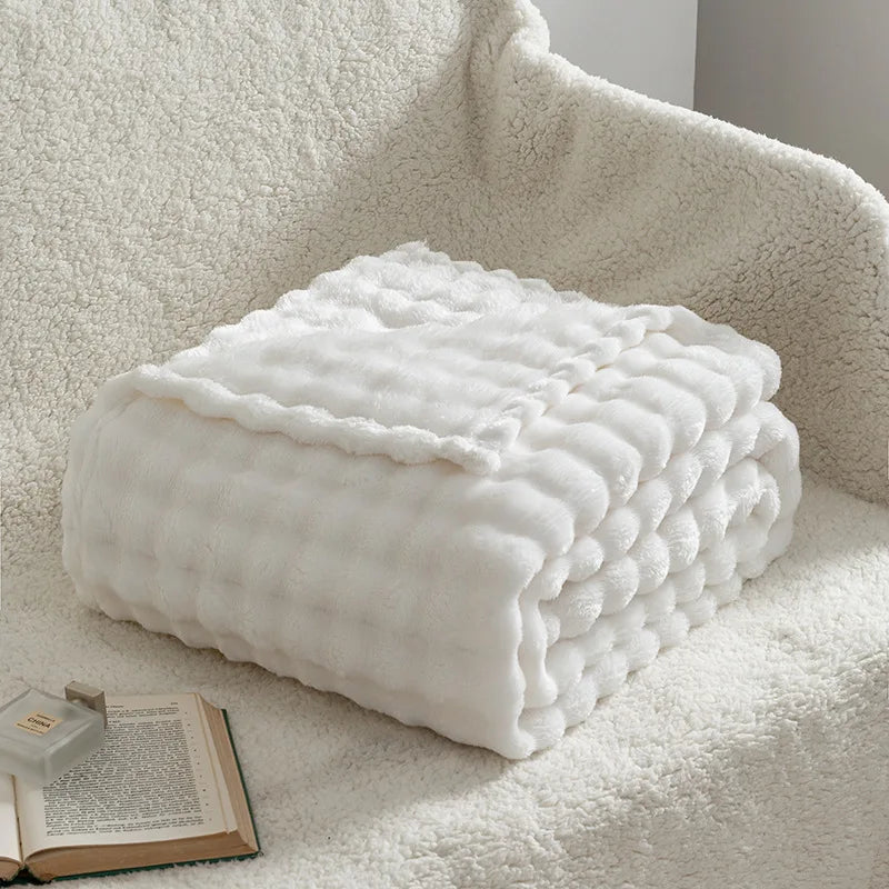 Textured Plush Fleece Throw Blanket