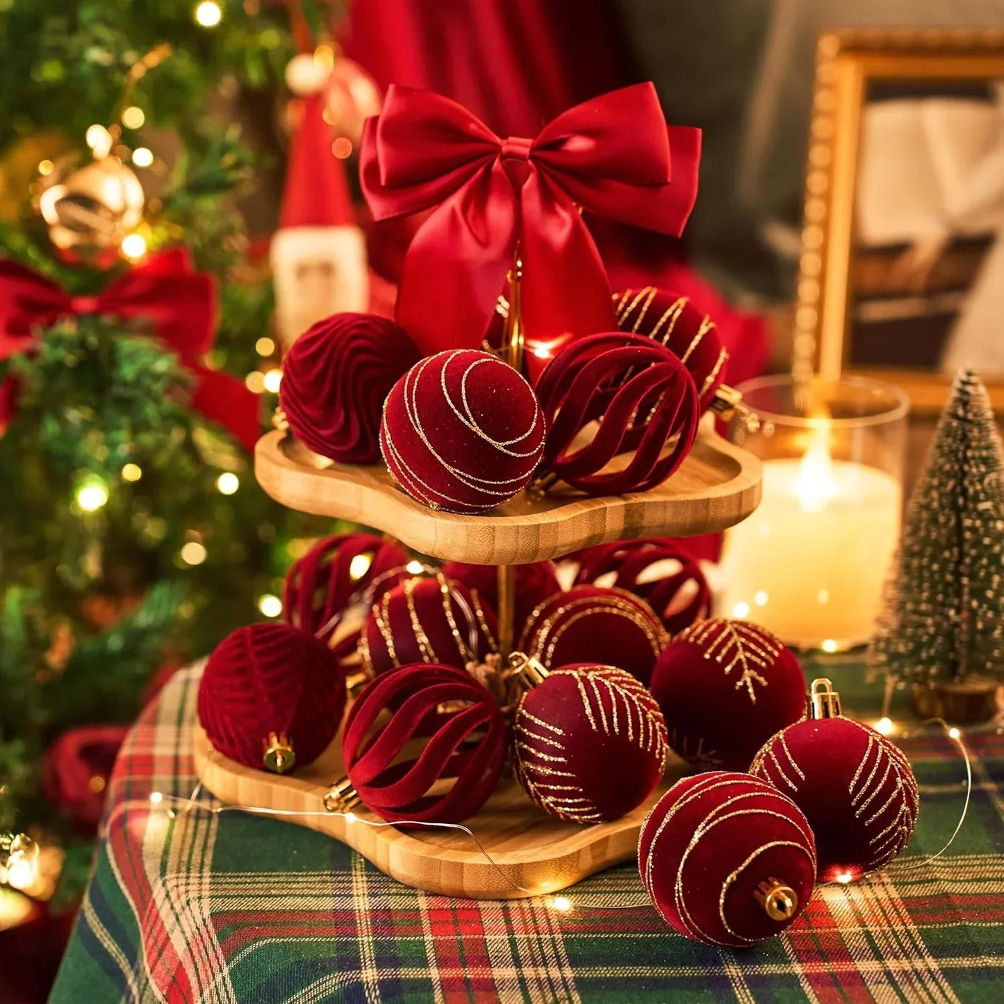Luxurious Velvet Christmas Bauble Set (30 pcs)