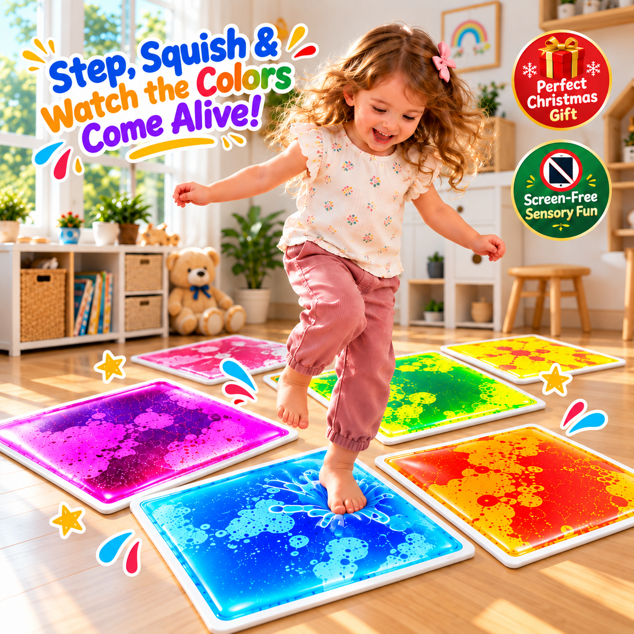 SquishySteps™ - Kids Liquid Sensory Activity Tiles
