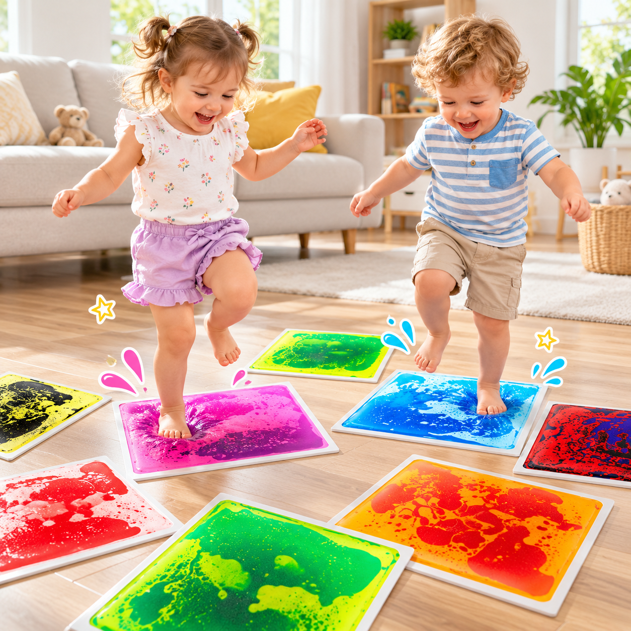 SquishySteps™ - Kids Liquid Sensory Activity Tiles